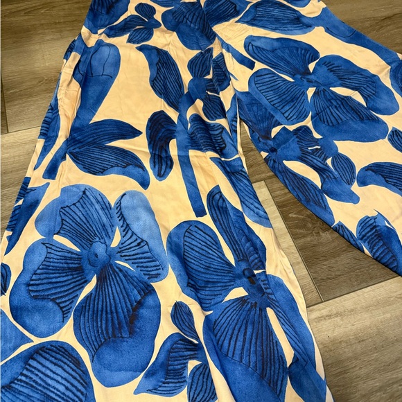 Corey Lynn Calter Blue and Cream Satin Pants - Picture 6 of 6